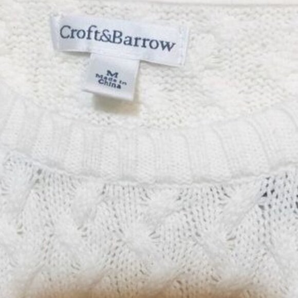 Croft and Barrow Women's Cable Knit Cotton Sweater Cream Size M - Picture 2 of 7
